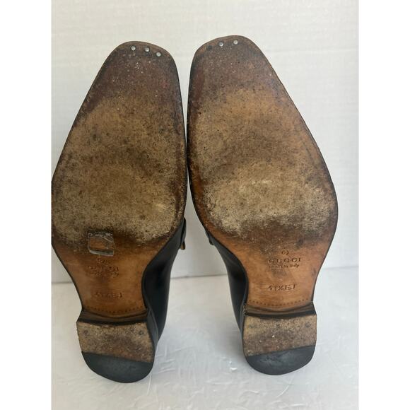 Gucci Men’s Horsebit Black Leather Slip On Loafer Dress Shoes Sz EU 41.5EJ - Picture 11 of 13